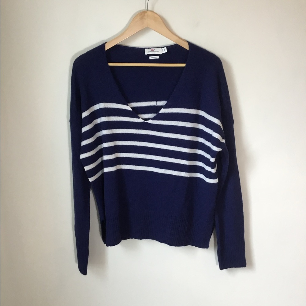 Vineyard Vines Cashmere‎ Sweater in Navy and White